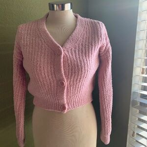 No Boundaries Pink 3-Button Sweater